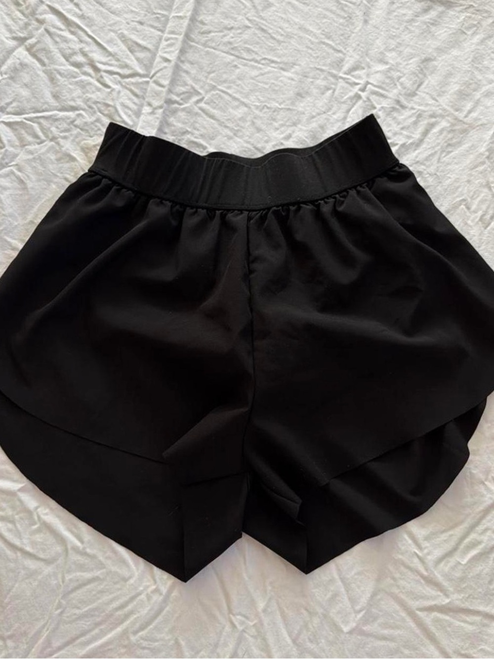 High-Waist Black Women's Shorts with Overlap Hem